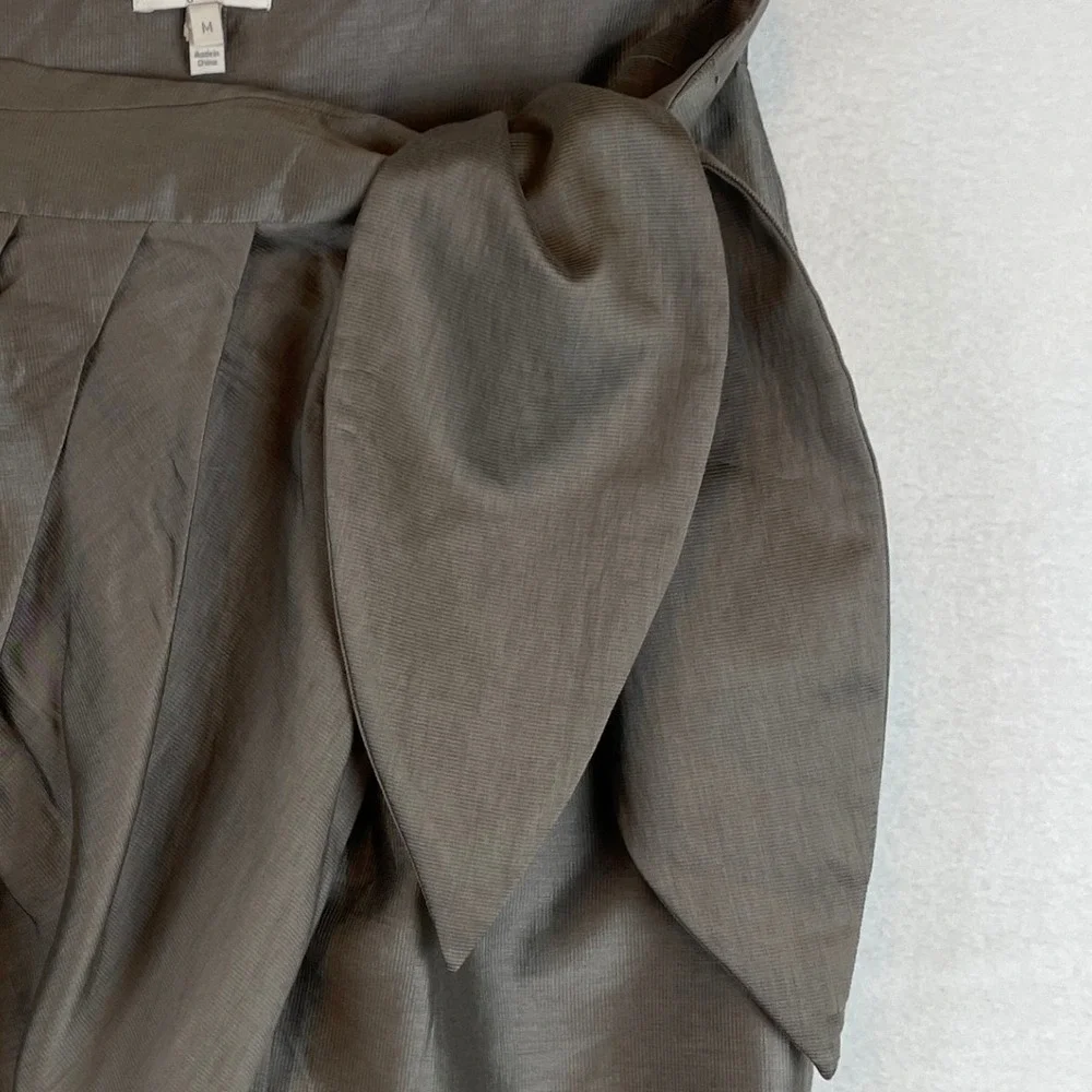 Joie Olive Brown Draped Wrap Mini Skirt Side Tie Pleated Lyocell 18-2-002350 M